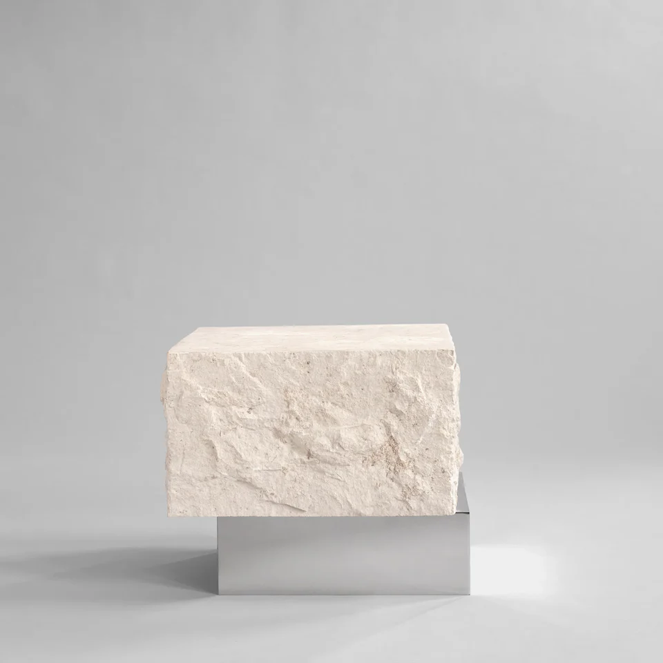 Temple 赫拉茶几,低 - 鍍鉻/石灰石