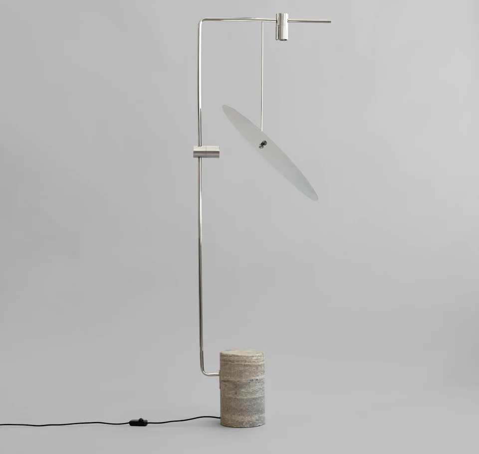 月亮落地燈 - 鉻銀