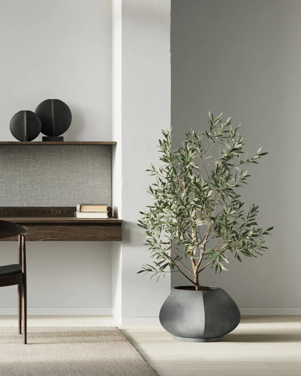 Arket 雕塑花盆,中 - 深灰色