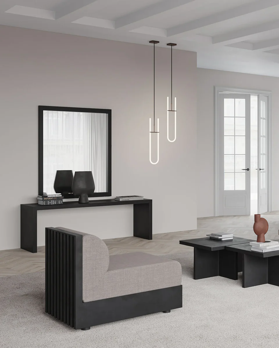 球形花瓶,四方形,大 - 咖啡色