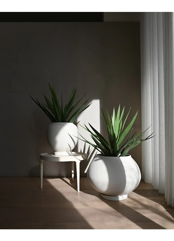 素直植栽盆,霧面中 - 樺木色