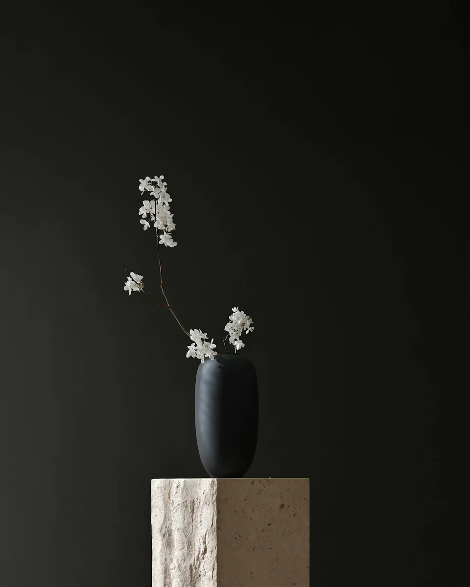 素直花瓶,細長小 - 黑色