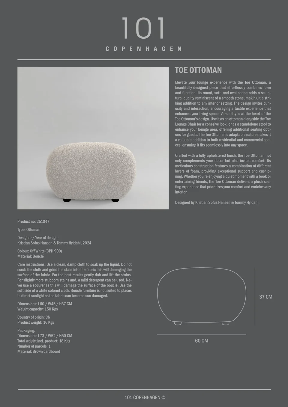 Toe 奧斯曼凳 - 米白色