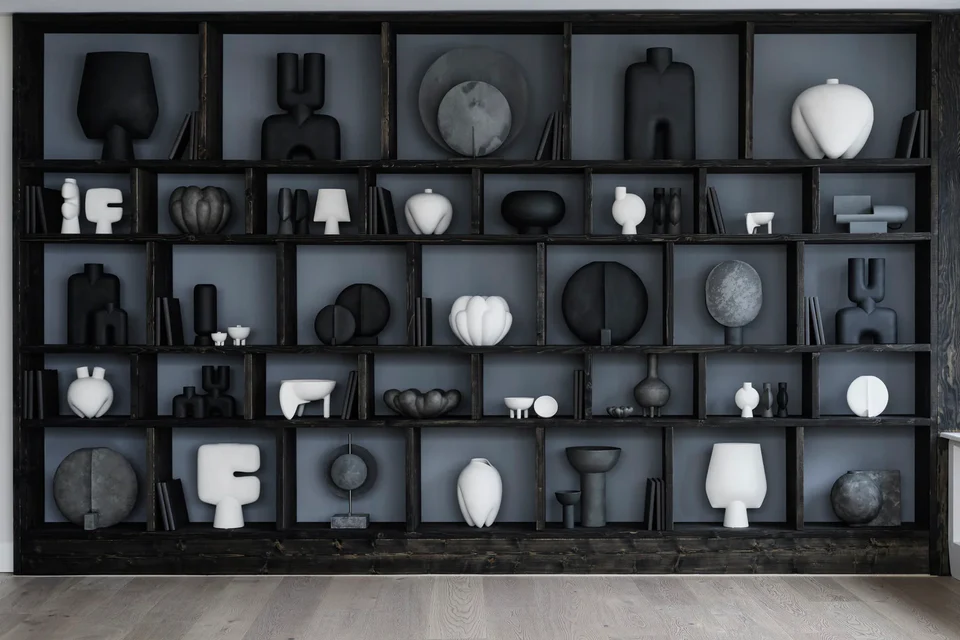 綻放花瓶,小 - 骨白色