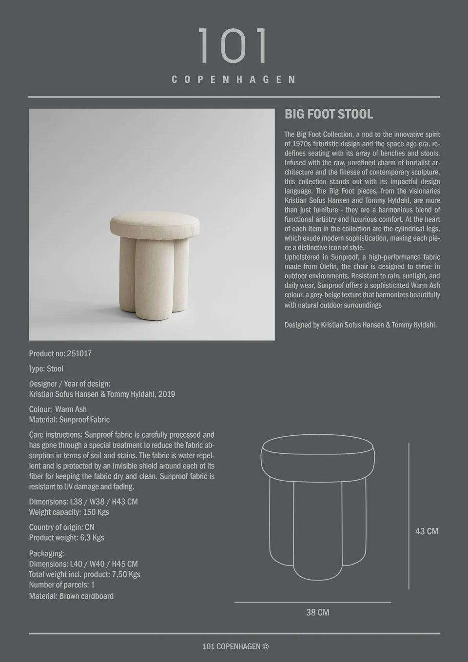 Big Foot 大腳凳 - 暖調灰木色