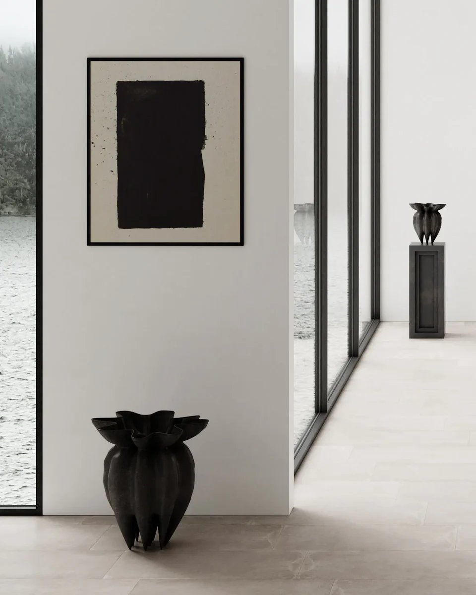 蓮花花瓶,大 - 咖啡色