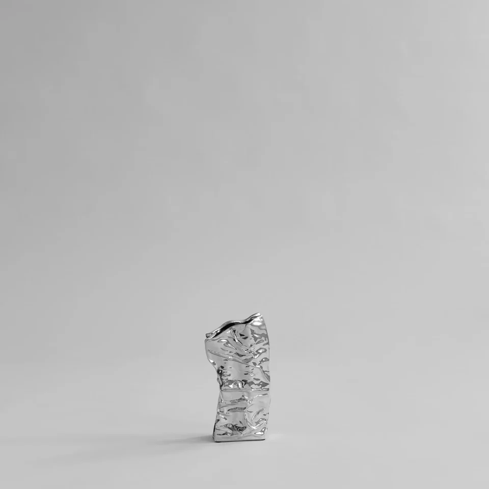 皺褶花瓶,迷你 - 鉻銀