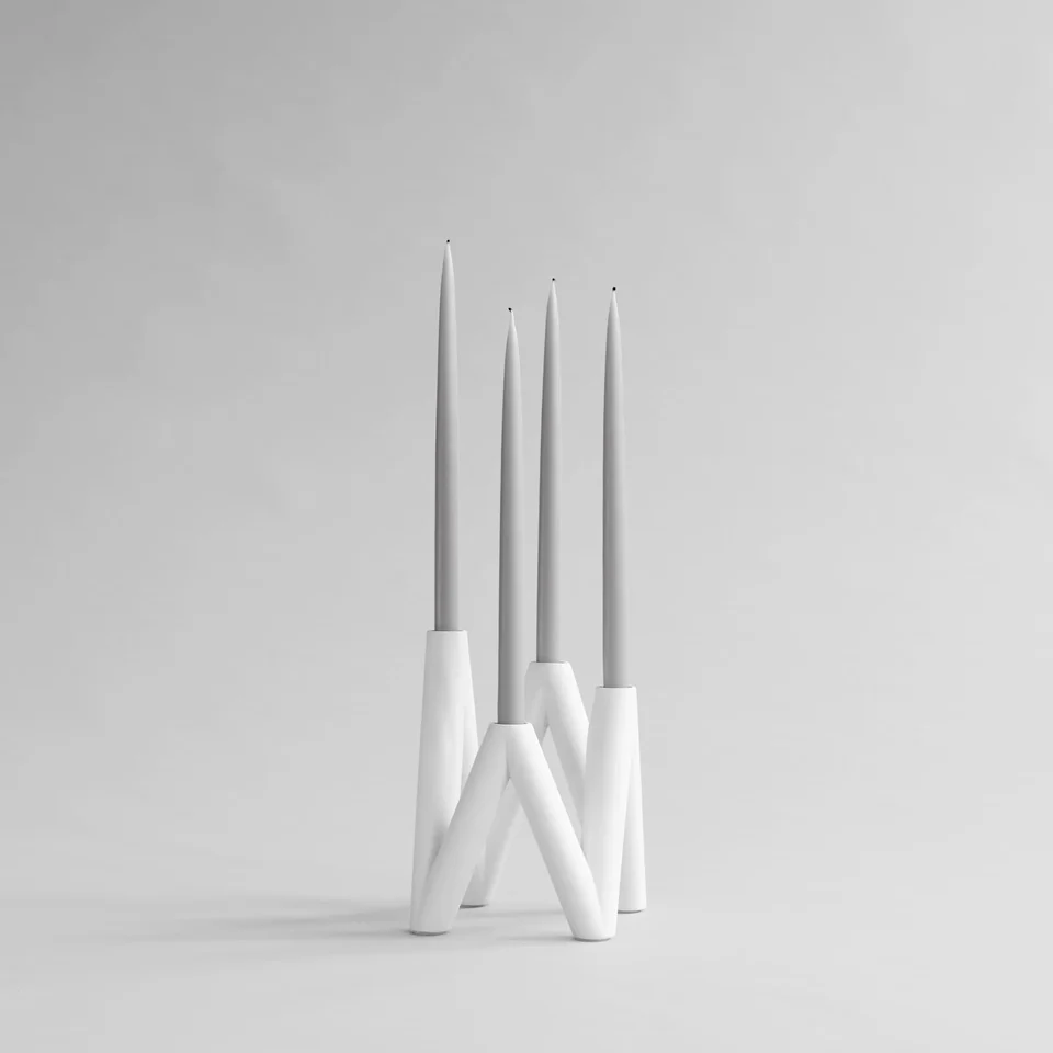W形燭台 - 骨白色