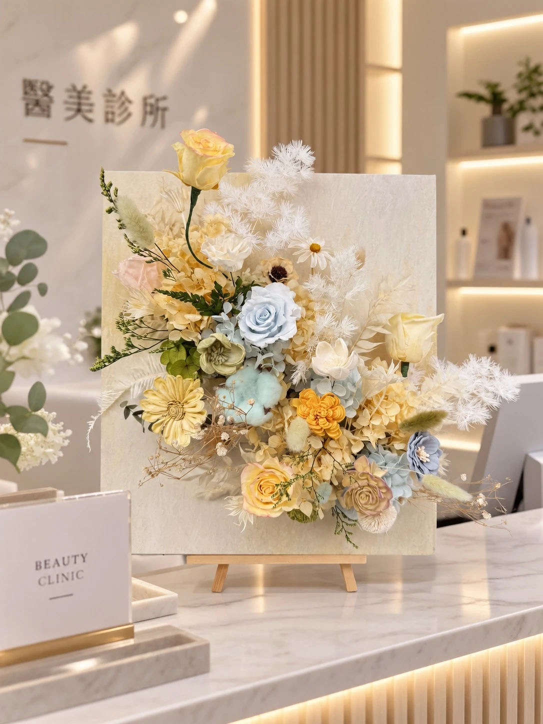霧光花徑-畫板永生花禮