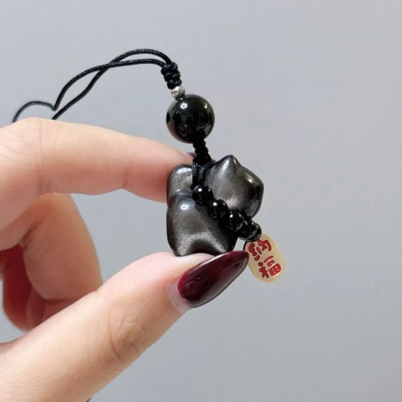 銀曜石貓咪吊飾