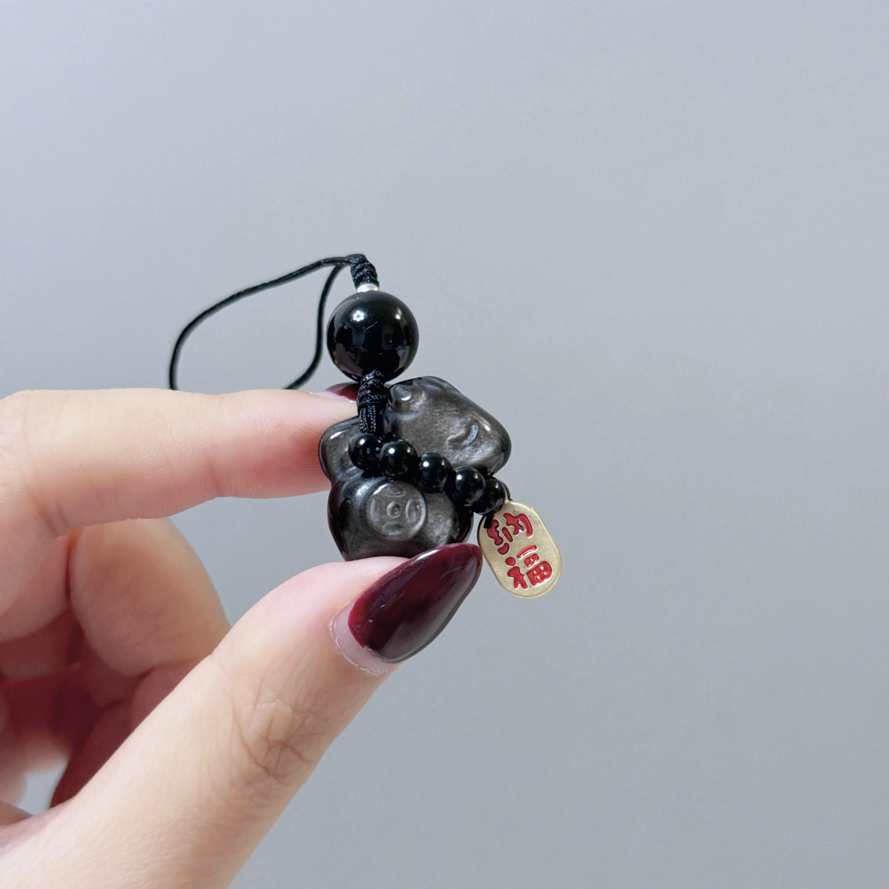 ｜銀曜石小馬吊飾｜