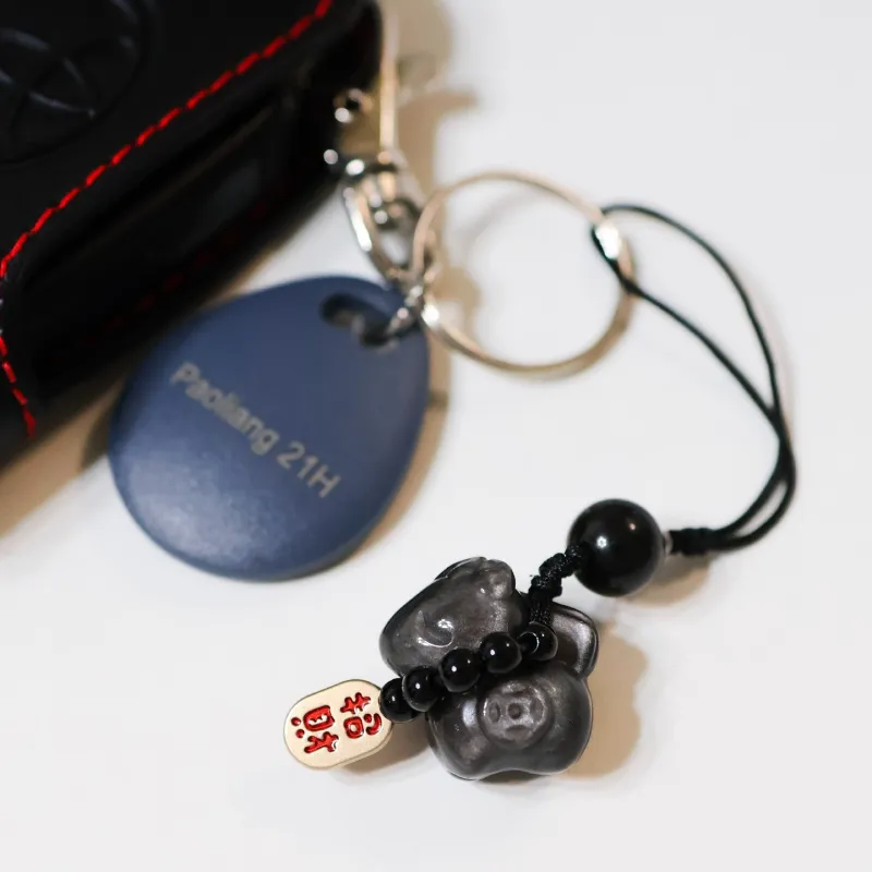 銀曜石貓咪吊飾