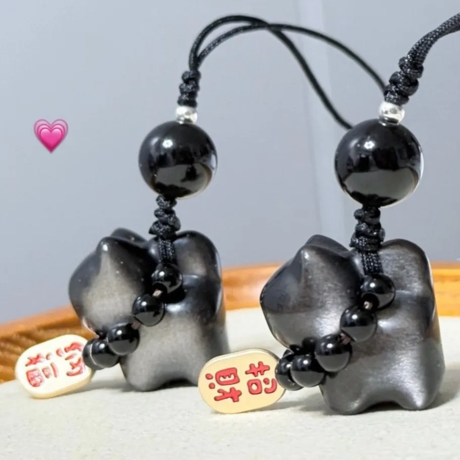 銀曜石貓咪吊飾