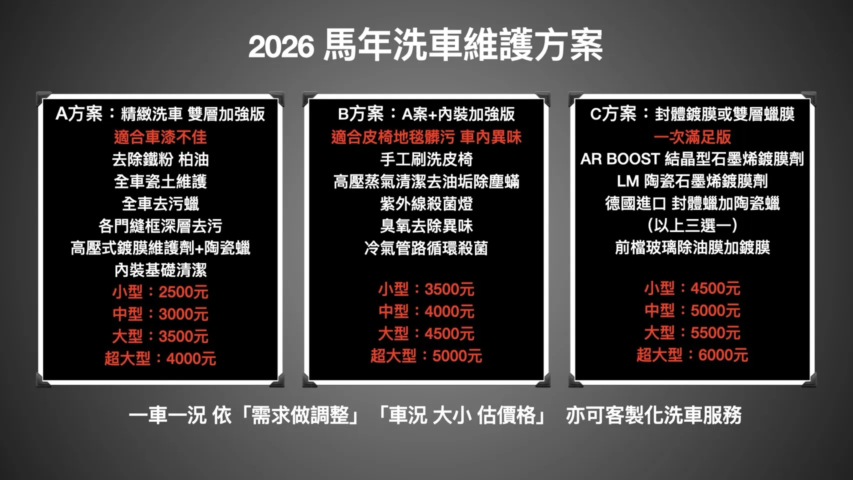 2026年價目表｜台中車體鍍膜｜台中車體美容｜台中全車鍍膜｜台中鋁圈鍍膜｜台中玻璃鍍膜