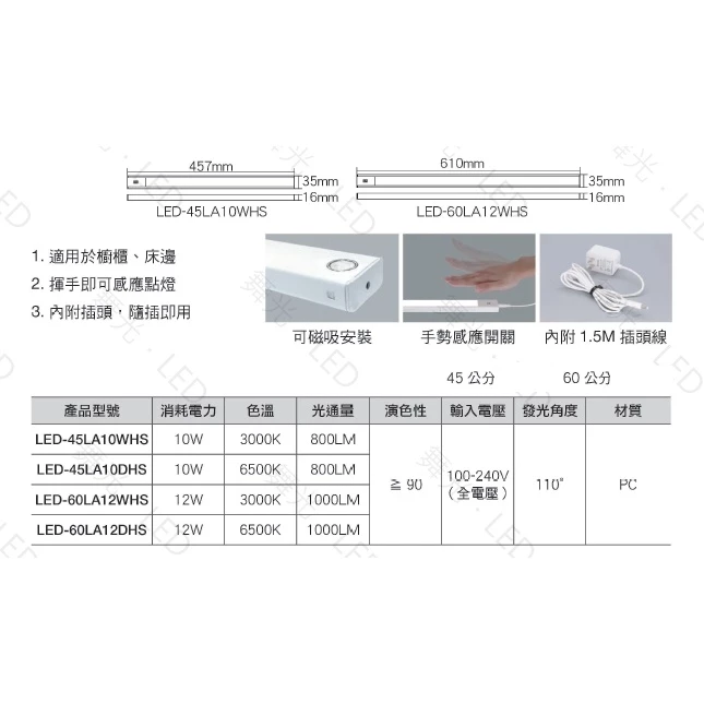 舞光｜ LED感應燈 感應燈條 磁吸 感應燈 櫥櫃燈 廚房燈 手掃感應 床邊 流理臺