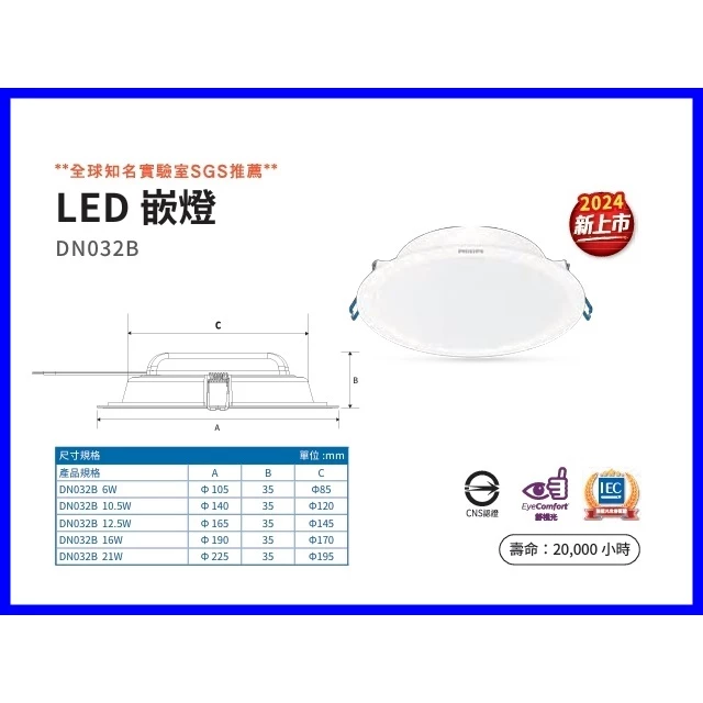 PHILIPS｜ 飛利浦 LED 崁燈 嵌燈 五種尺寸 商業空間 居家客廳 房間 臥室 書房 辦公室 設計師常用款