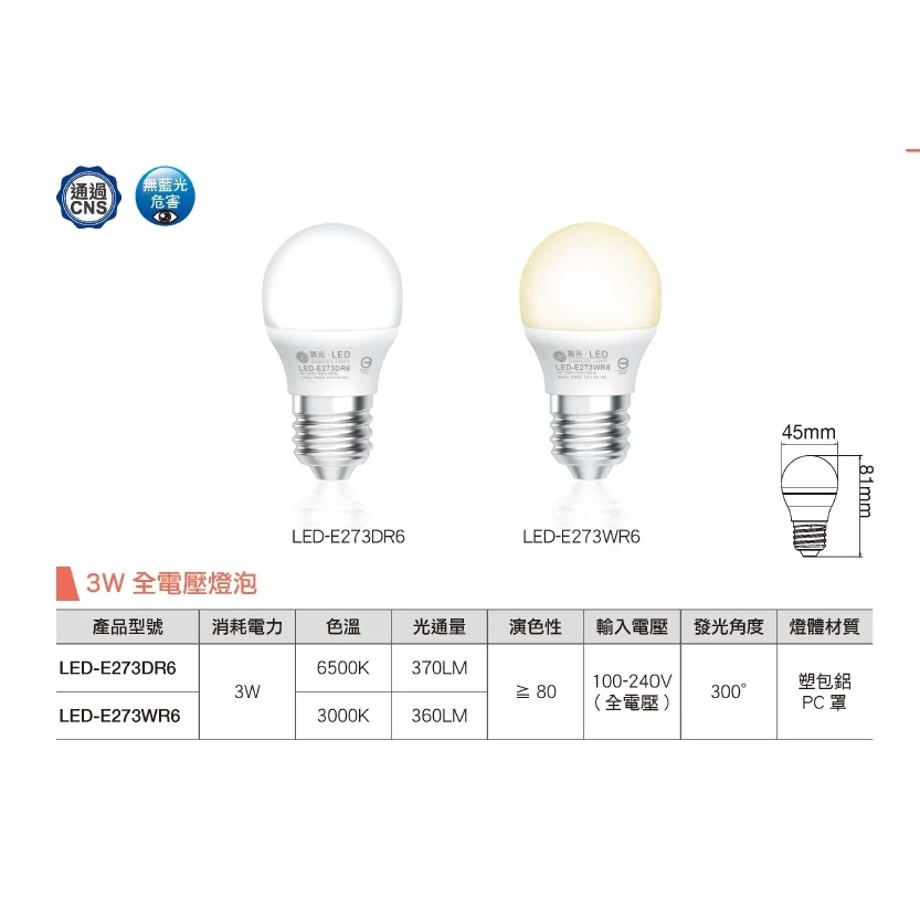 舞光｜ LED 燈泡 LED球泡 3W 7W CNS認證 無藍光 高效能 小宅 居家 設計師愛用款