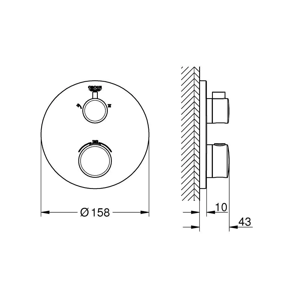 GROHE GROHTHERM THERMOSTATIC 埋壁式定溫浴用龍頭外部