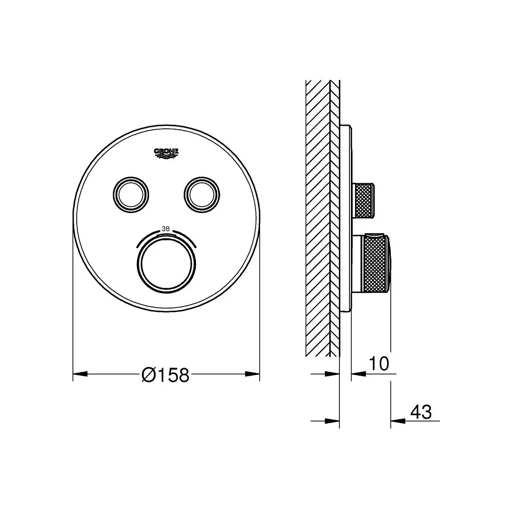 GROHE GROHTHERM SMARTCONTROL 埋壁式定溫浴用龍頭外部