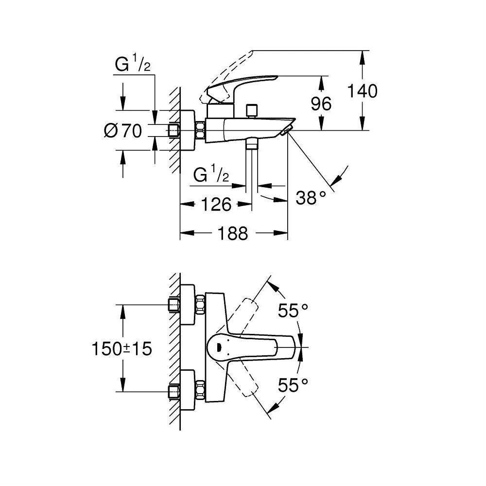 GROHE EUROSMART 單槍浴用龍頭