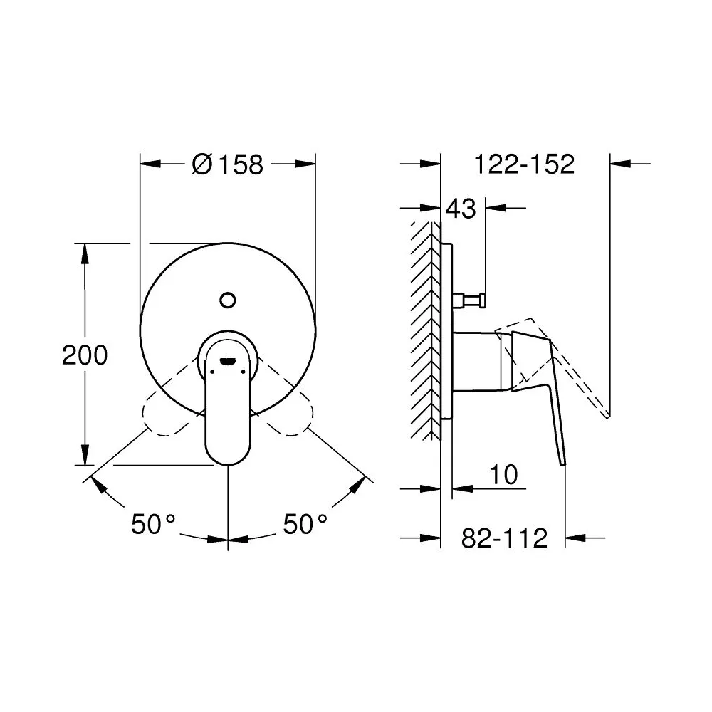 GROHE EUROSMART COSMOPOLITAN 埋壁式浴用龍頭外部