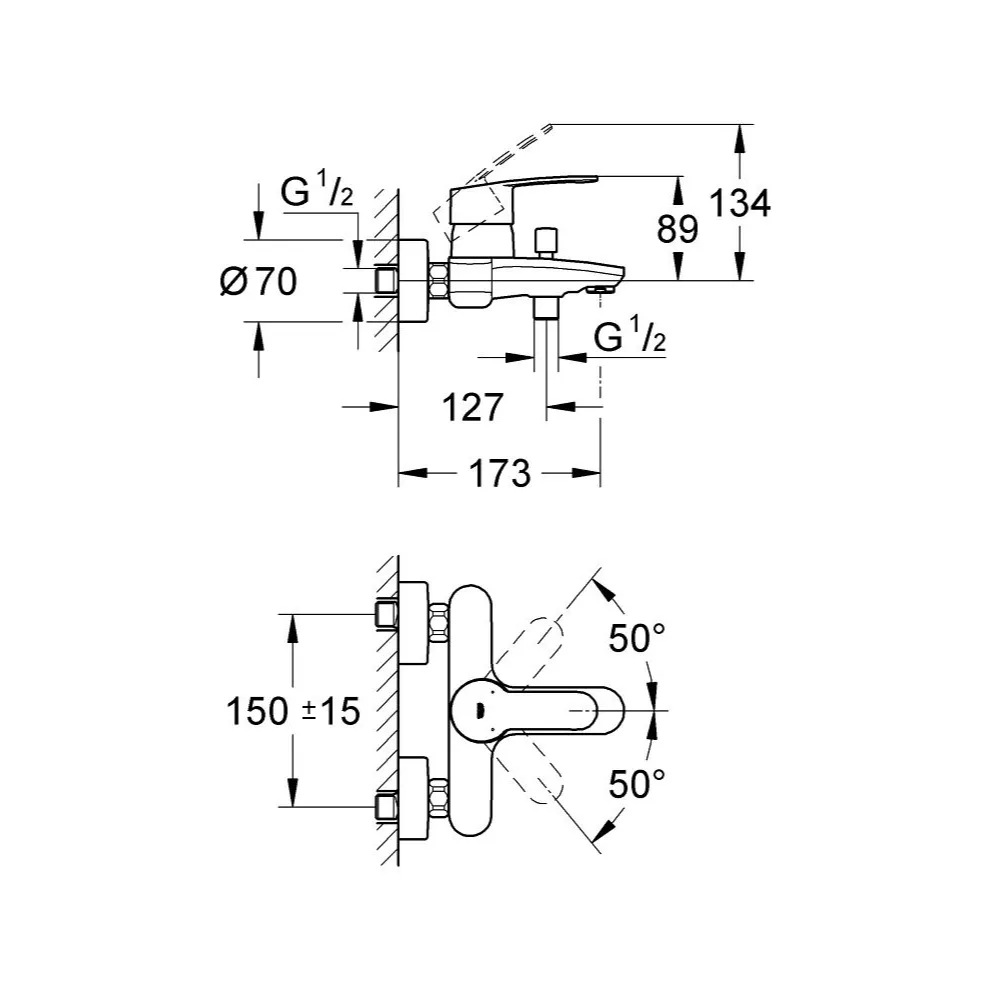 GROHE EUROSTYLE COSMOPOLITAN 單槍浴用龍頭