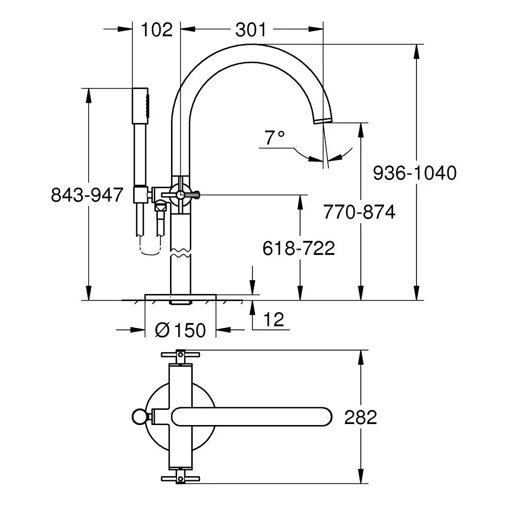 GROHE ATRIO 落地式雙槍浴缸龍頭