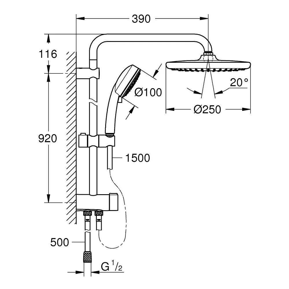 GROHE TEMPESTA COSMOPOLITAN SYSTEM 250 淋浴花灑組