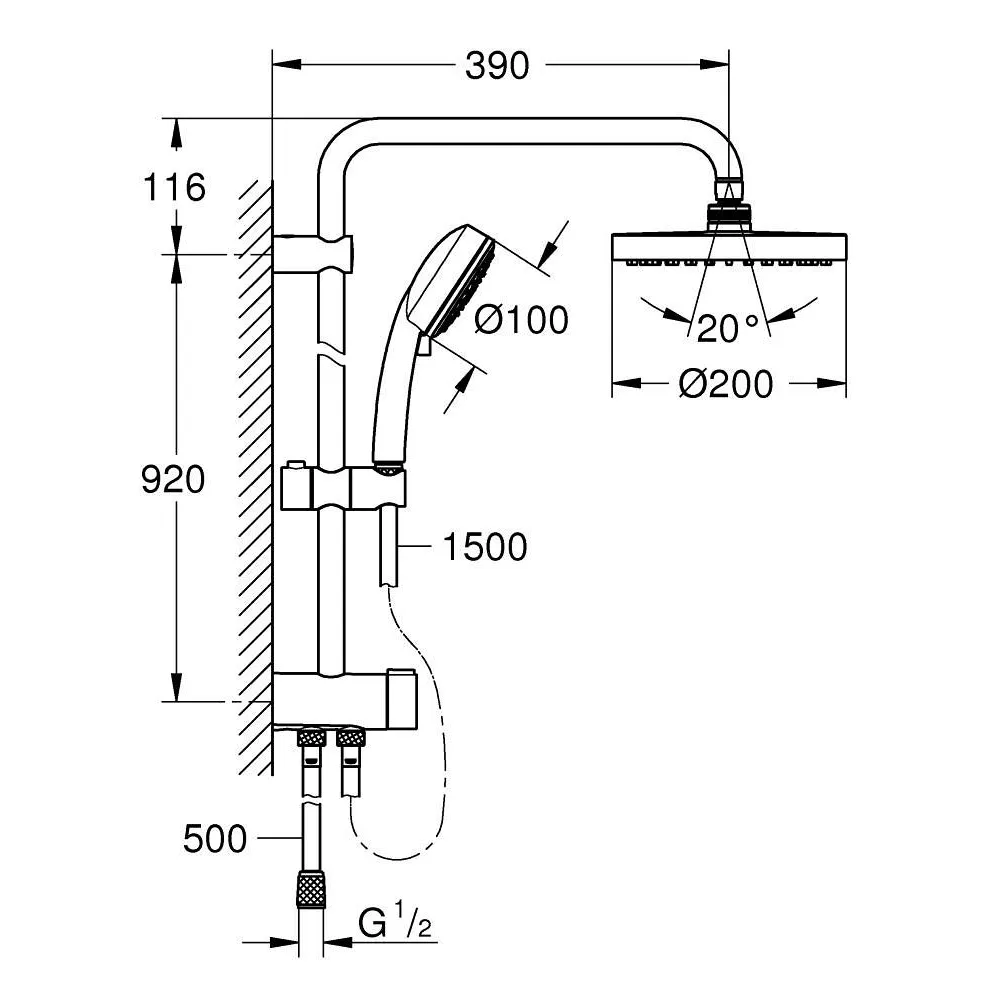 GROHE TEMPESTA COSMOPOLITAN SYSTEM 200 淋浴花灑組
