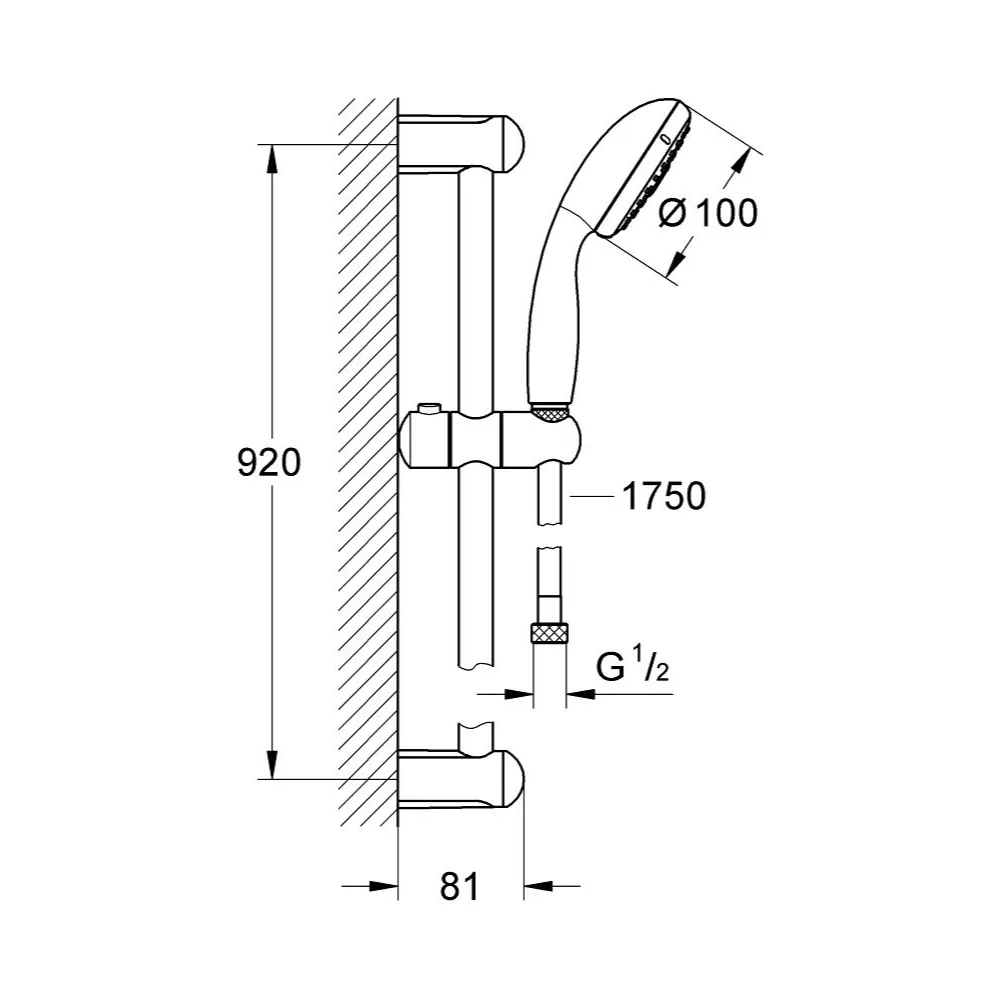 GROHE TEMPESTA 100 滑桿組