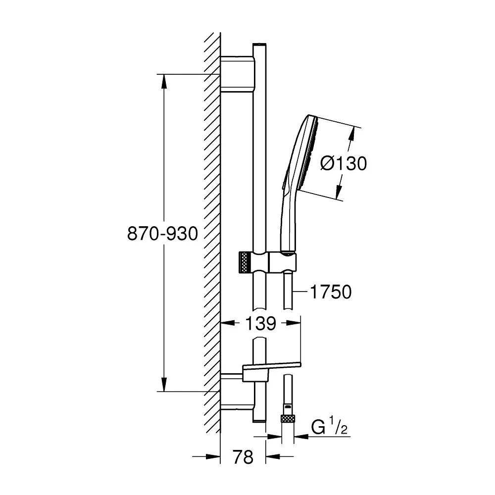 GROHE RAINSHOWER SMARTACTIVE 130 滑桿組