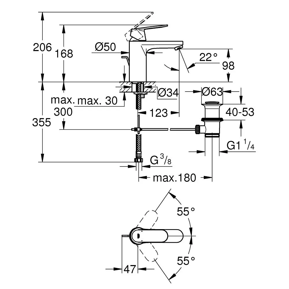 GROHE EUROSMART COSMOPOLITAN 單槍面用龍頭