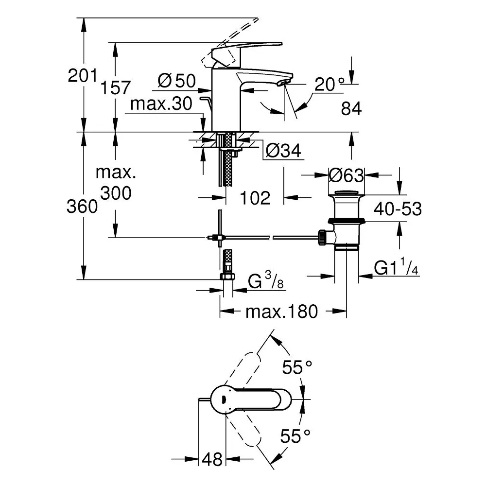 GROHE EUROSTYLE COSMOPOLITAN 單槍面用龍頭