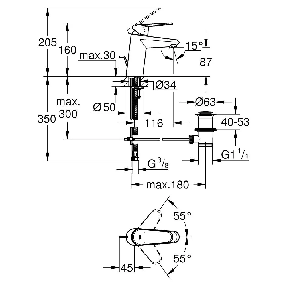 GROHE EURODISC COSMOPOLITAN 單槍面用龍頭