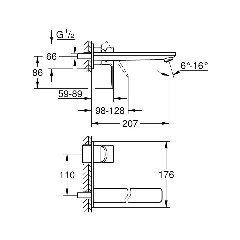 GROHE LINEARE 壁式面用二件式龍頭