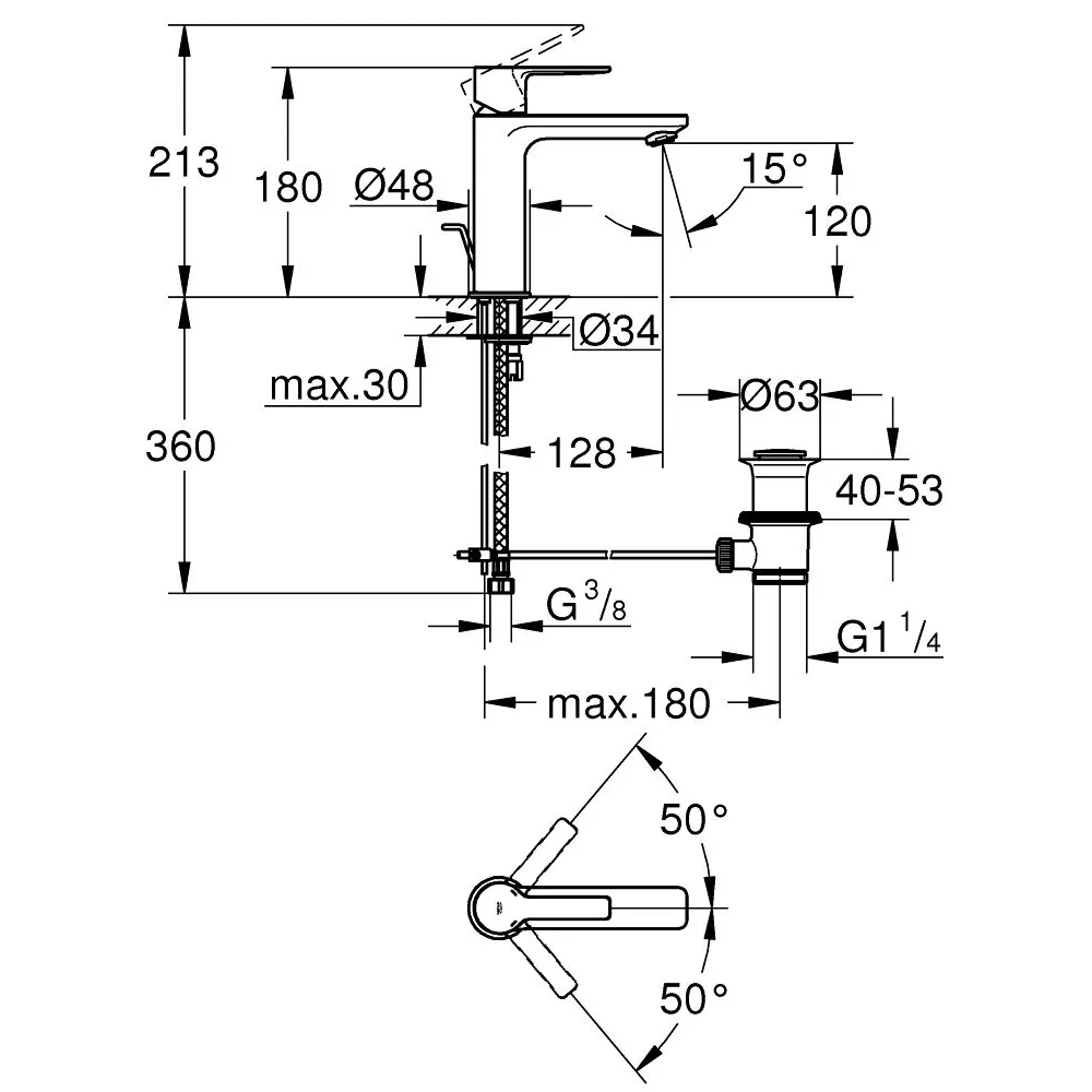 GROHE LINEARE 單槍面用龍頭
