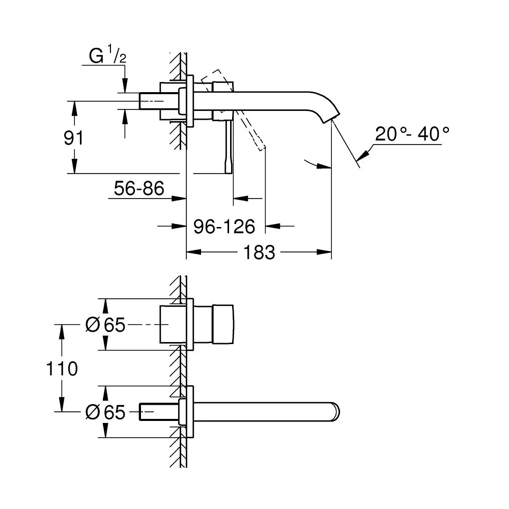 GROHE ESSENCE 壁式面用二件式龍頭