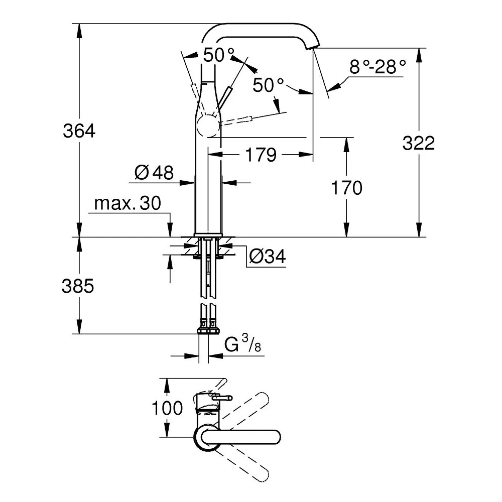 GROHE ESSENCE 單槍加高面用龍頭