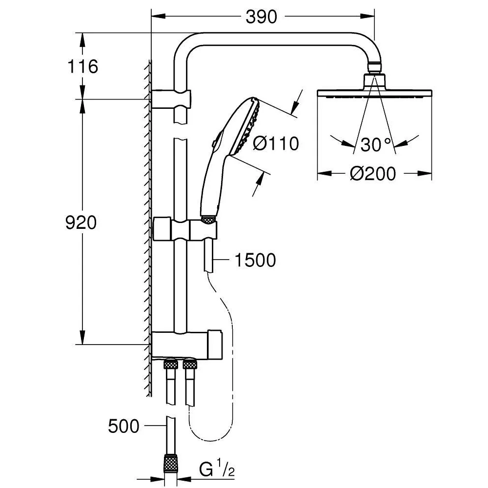 GROHE TEMPESTA SYSTEM 200 淋浴花灑組