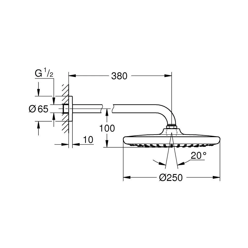 GROHE TEMPESTA 250 壁式花灑