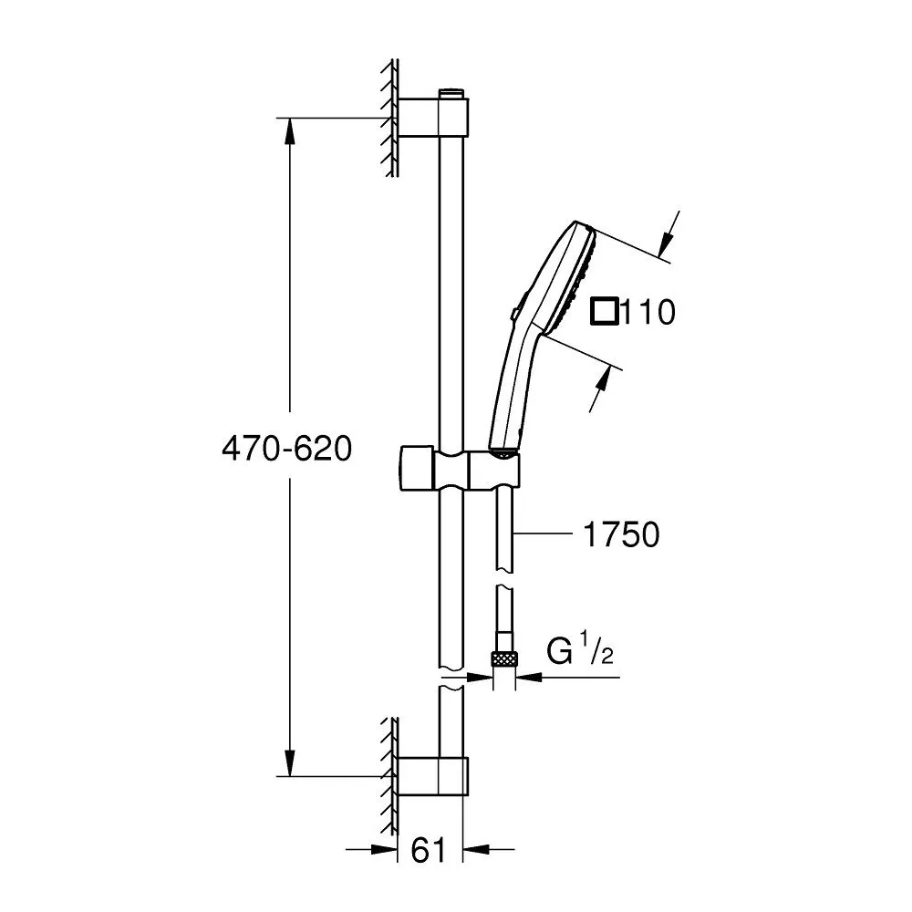 GROHE TEMPESTA CUBE 110 滑桿組