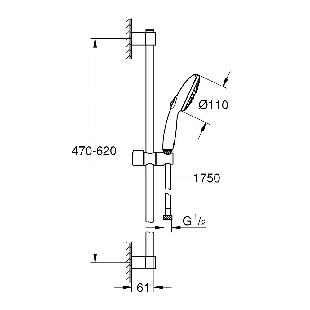 GROHE TEMPESTA CUBE 110 滑桿組