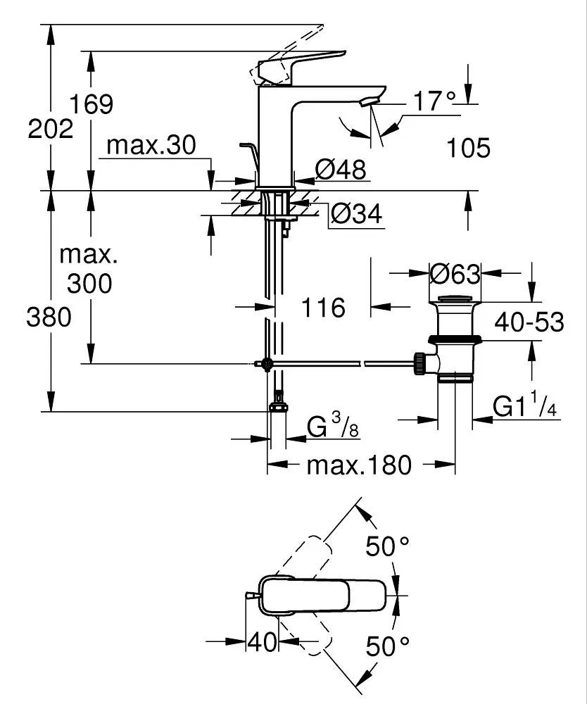 GROHE CUBEO 單槍面用龍頭 邁特黑