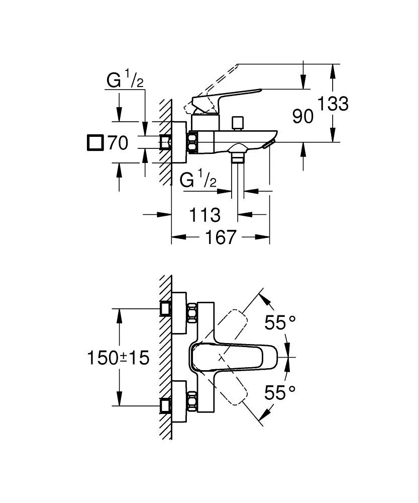 GROHE CUBEO 單槍浴用龍頭 邁特黑