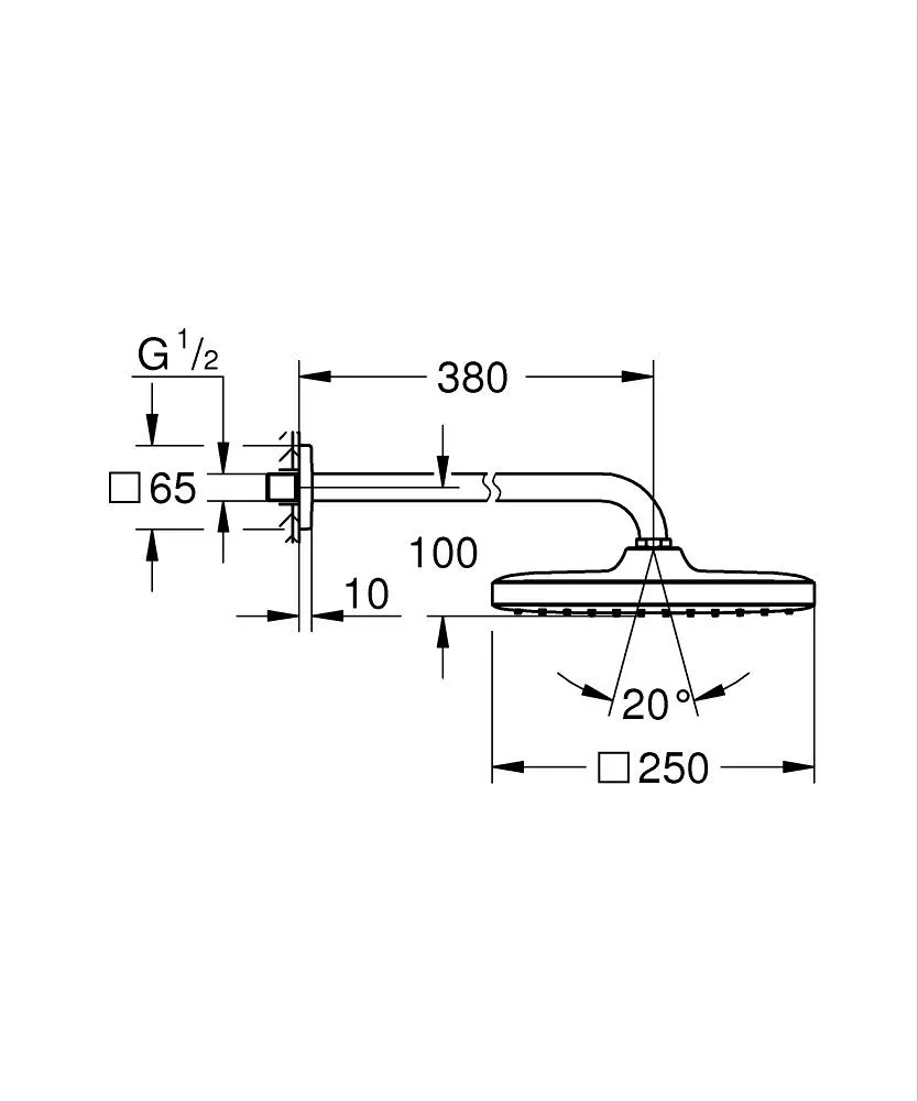 GROHE TEMPESTA 250 CUBE 壁式花灑