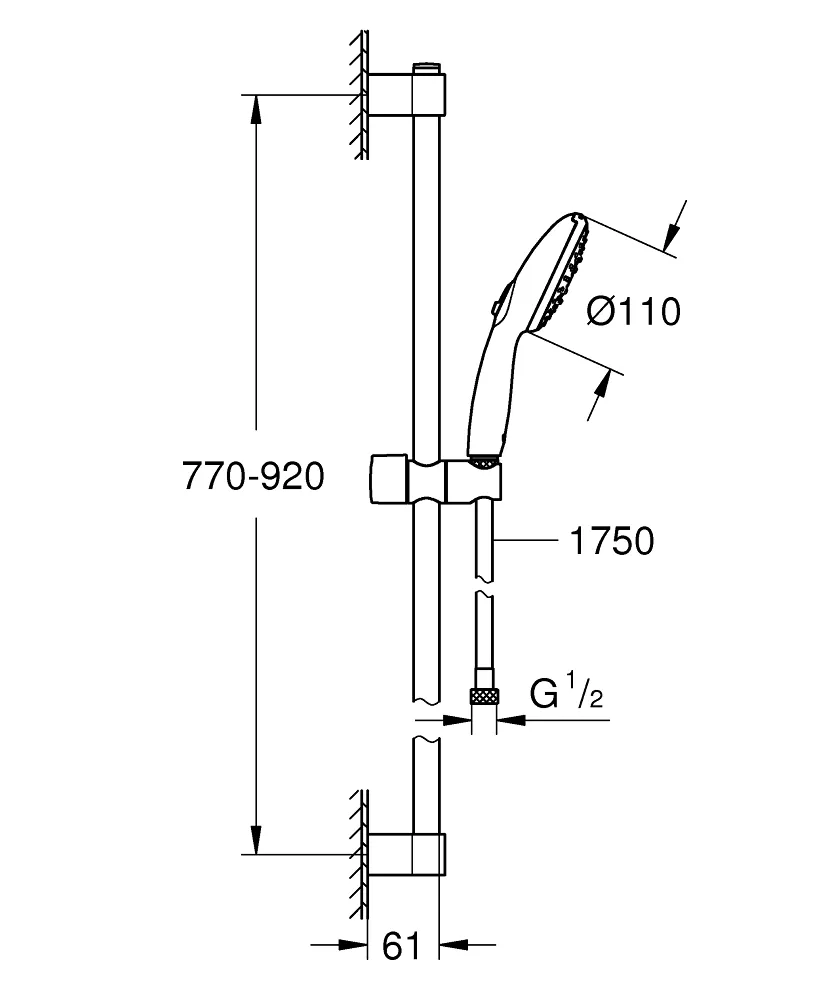 GROHE TEMPESTA 110 滑桿組
