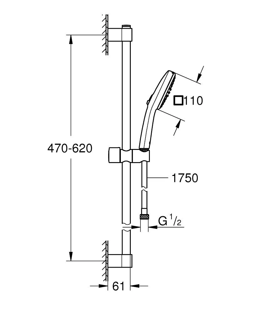 GROHE TEMPESTA CUBE 110 滑桿組 邁特黑
