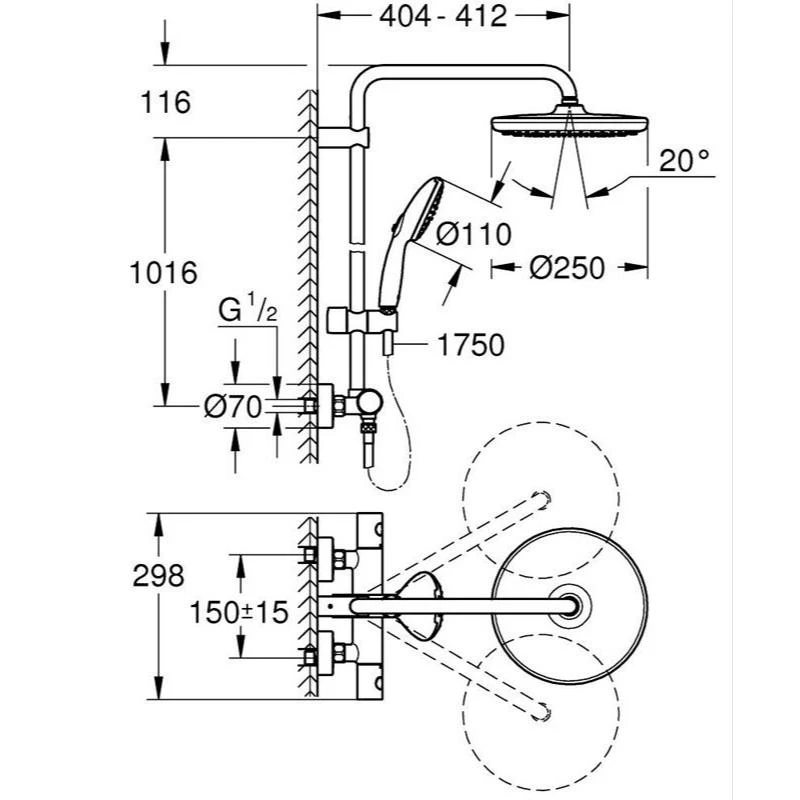 GROHE LINEARE 埋壁式浴用龍頭外部