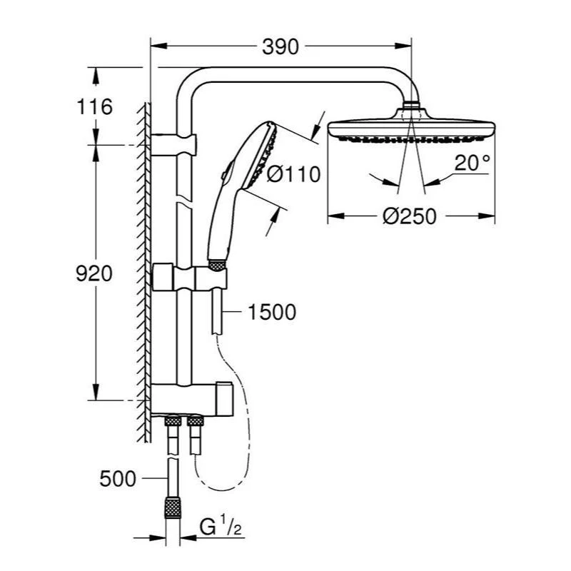 GROHE TEMPESTA SYSTEM 250 淋浴花灑組