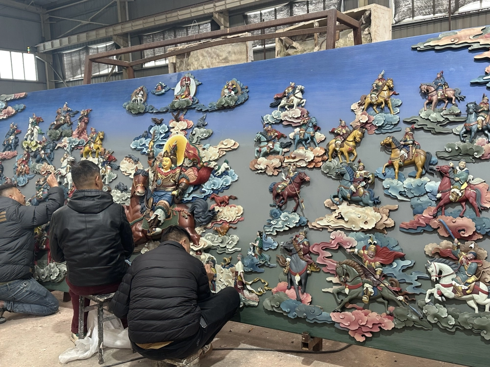 格薩爾王銅雕壁畫